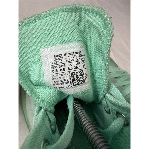 Converse All Star Chuck‎ Taylor Hi Top Peppermint Green Sneakers M 6.5/Women 8.5 - Picture 9 of 16
